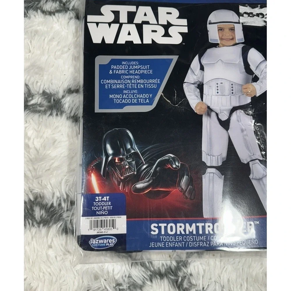 STAR WARS Stormtrooper Padded Jumpsuit Headpiece Costume Toddler 3T-4T *NEW*